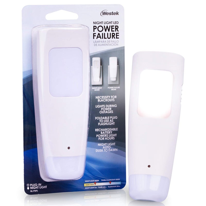 Westek Emergency Light, 1 Pack - Multi-Function LED Rechargeable Flashlight, Power Failure Light and Night Light - Must-Have Power Outage Lights, Ideal for Storms, Blackouts - NL-PWFL AmerTac - Image 1
